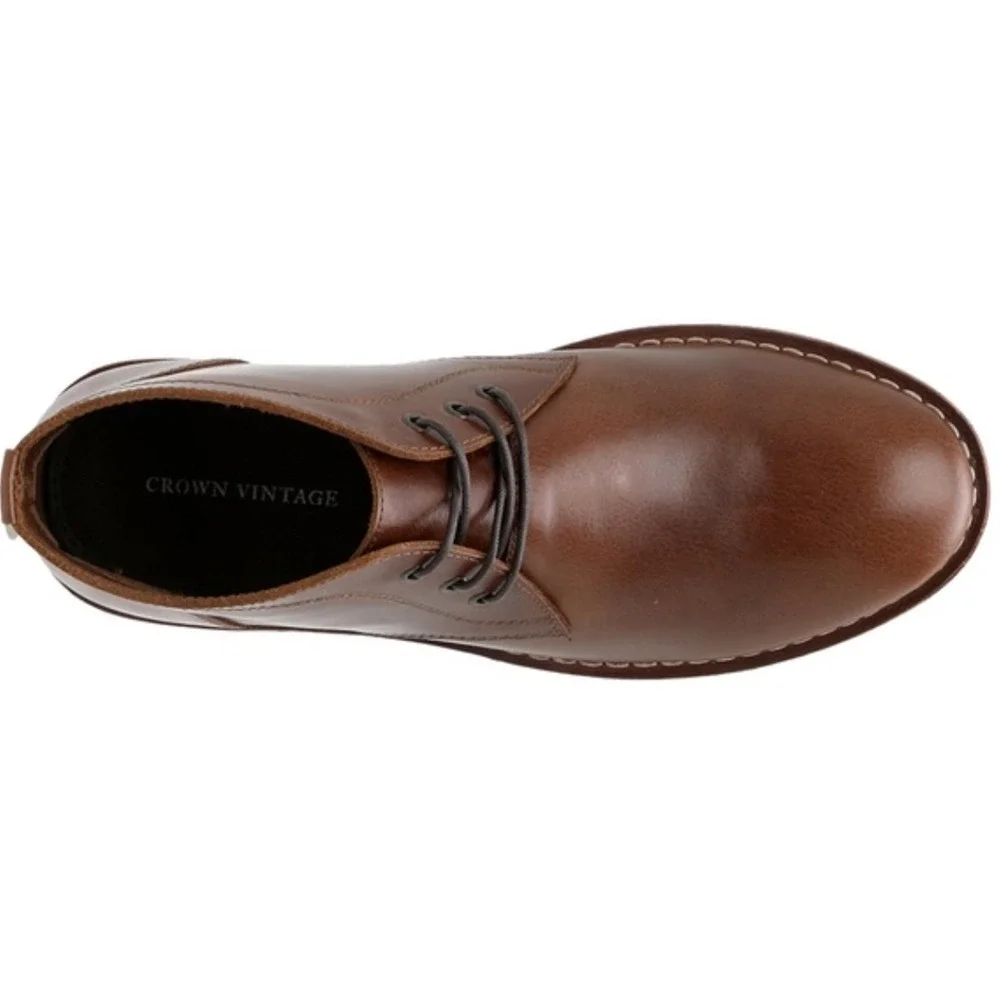 Crown Vintage Men Casper Chukka Boots 9.5 Cognac Tan NWT Lace Up Oxford Leather
